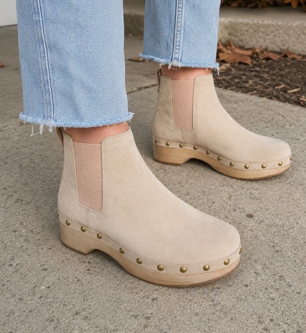 J. CREW Faux Fur Lined Clog Boots in Suede Size 11